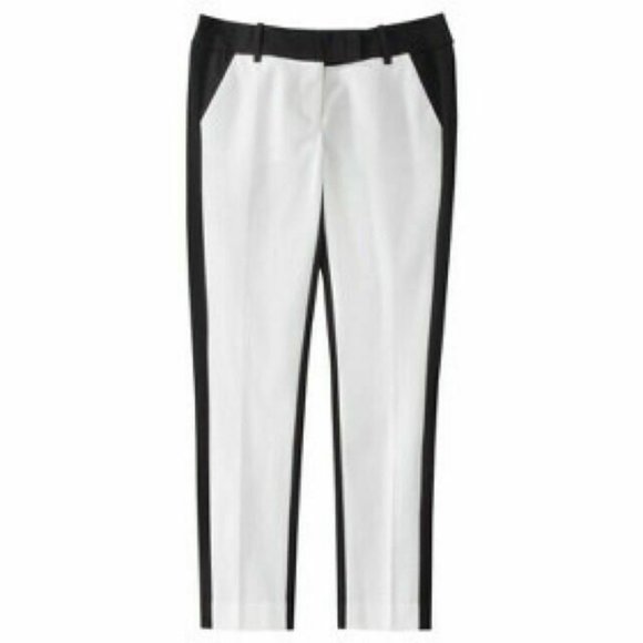 Pure Energy Pants - Pure Energy Pants White Black Trim Tuxedo Cropped Length Pants Size 24W